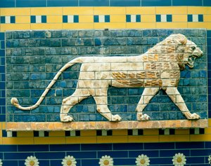Løve, der repræsenterer Ishtar, fra Babylon, 625-539 f.Kr. (emaljerede mursten)